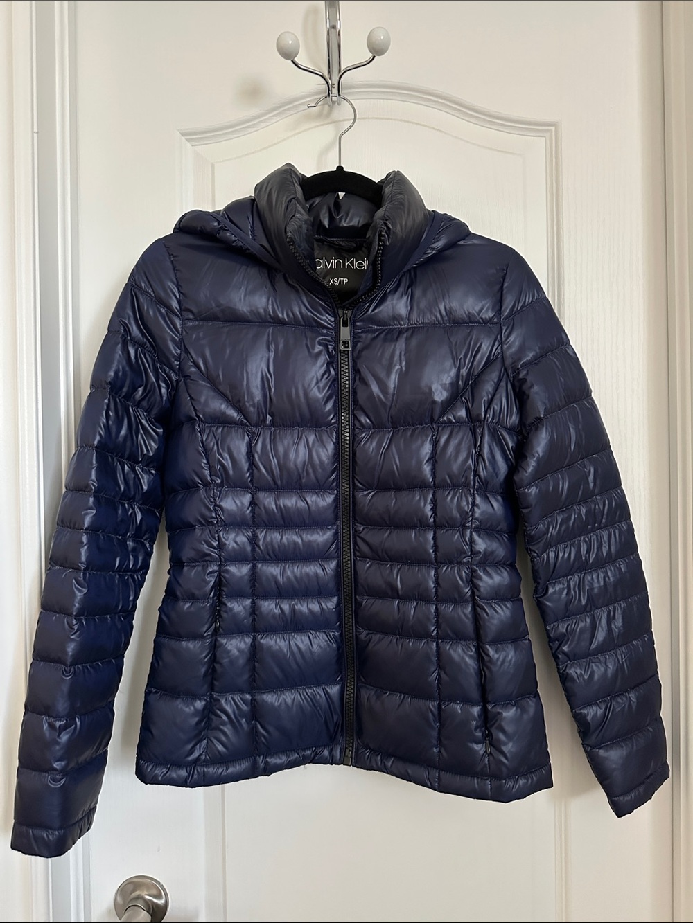 Calvin Klein Women's Dark Navy Quilted Hooded Puffer Jacket